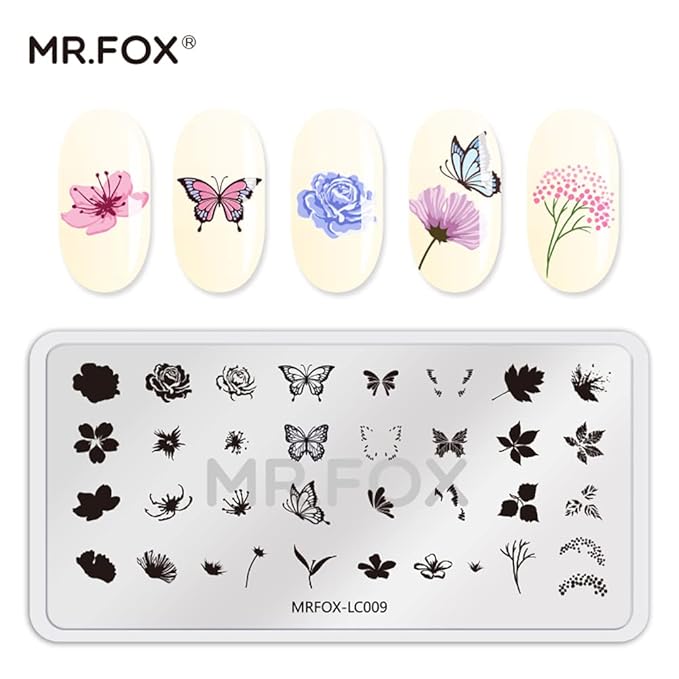 MR.FOX Nail Stamping Plate Set, 5Pcs Nail Art Stamp Kit Templates for Women with Plenty of Images