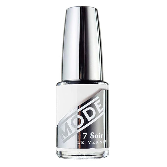 MODE Bright Opaque White Nail Polish Long Lasting Nail Lacquer Color, Chip Resistant Strengthening Manicure Protection, Cruelty Free, Made in NY, 7 Soir Le Vernis