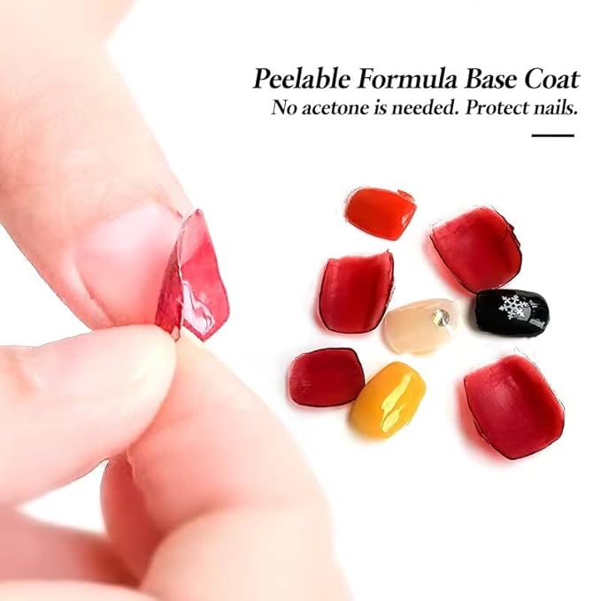 FZANEST Peel Off Gel Base Coat For Gel Nail Polish,15ml UV LED Light Peelabel Base Nail Polish Non Toxic Vegan Cruelty Free