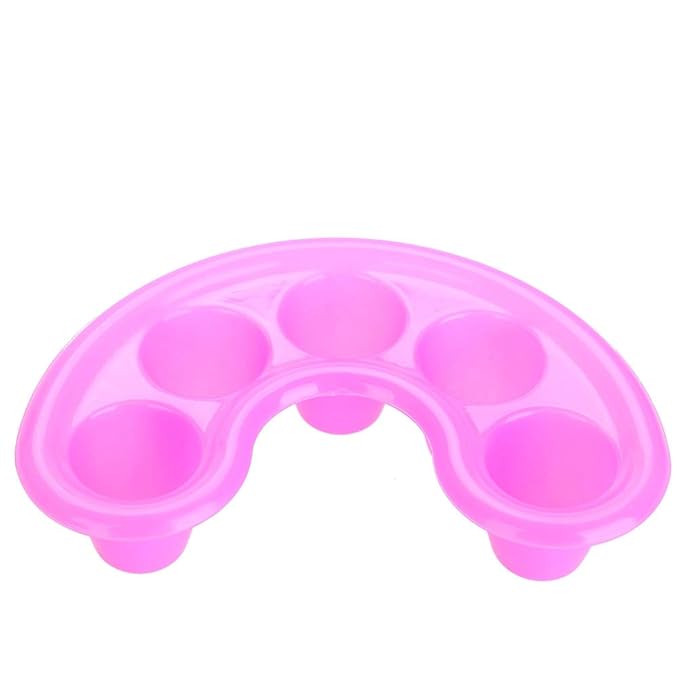 Nail Soaking Bowl, 5Pcs Five Holes Nail Art Tips Hand Soak Bowl Tray Soak Off Bowl Manicure Bowl Treatment Remover Manicure Soaking Tool for Nail Soak Off Nail Polishing, Rose Red