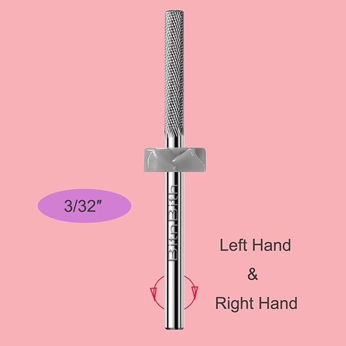 Nail Drill Bit Professional Safety Carbide Nature Nail Buffer Drill Bit 3/32” Cuticle Dead Skin Remover,Nail Prepare Bit Nail Bed File Manicure Two Way Rotate for Home Salon,3XF-Flat