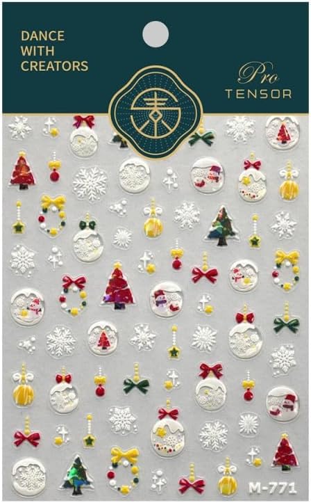 5D Embossed Christmas Nail Sticker Snowman Xmas Tree Snowflake Wreath Nail Art Sticker Self Adhesive Nail Decals for Women Girls Winter Holiday Manicure DIY Nails Supplies