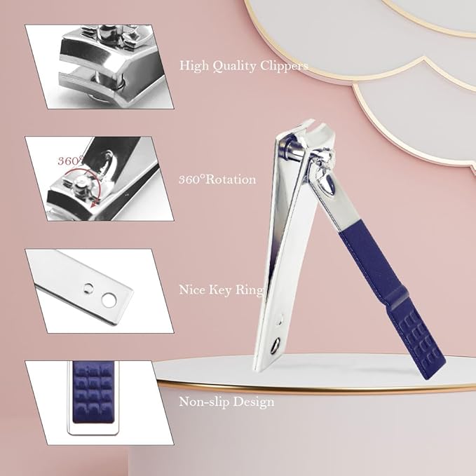 Manicure Set, Nail Clipper Kit, Nail Clipper Set, Nail Care Kit, 8 In 1 Professional Manicure Kit Personal Care, Stainless Steel Facial Pedicure Care Tools, Grooming Kit for Women Men, Blue
