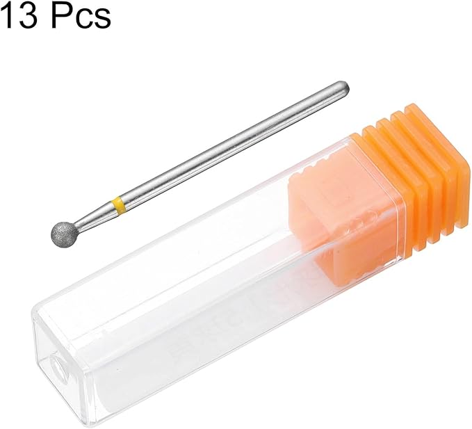 HARFINGTON 13pcs 325-400 Grits Diamond Grinding Bit 3.5mm Ball Head 2.35mm Shank 3.5mm Length Stone Sanding Drill Bits Rotary Tool for Ceramic Glass Nails Grinding Polishing