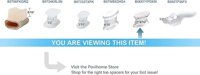 Povihome 8 Pack Gel Bunion Corrector and Toe Spacers Separators and Straightener Orthotics (4/10''Thick) for Sports Activities, for Men and Women Overlapping Toes, Bunion Pain Relief - Small Size
