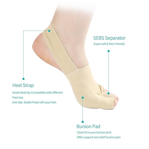 Bunion Corrector for Women and Men, Bunion Socks Sleeves Toe Corrector Comfortable & Breathable for Day/Night Support, Hallux Valgus Pain Relief Non-Slip Big Toe Straightener (White, Small(US 5-8.5))