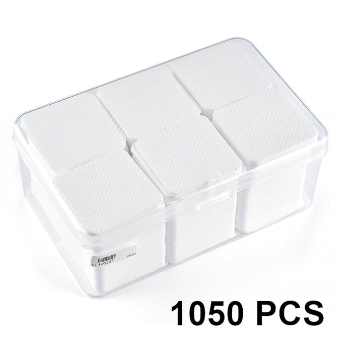 1050 PCS Lint Free Nail Cleaning Wipes to Remove Gel Nail Polish & Other Excess Liquid Disposable Nail Cleaning Wipes (White)