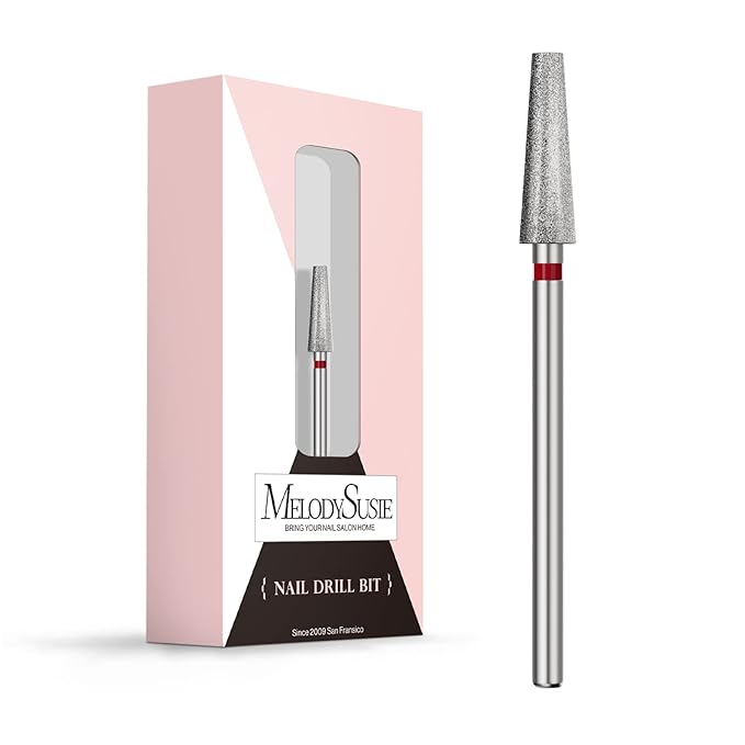 MelodySusie 4mm Long Tapered Barrel Cuticle Clean Nail Drill Bit 3/32'', Professional Safety Carbide Diamond Under Nail Cleaner for Cuticle Dead Skin Nail Prepare, Beginners Bits, Series Bit-S, Fine