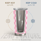 SANDJEST Checkered Tumbler 20oz Stainless Steel Insulated, Checker Travel - Image 3