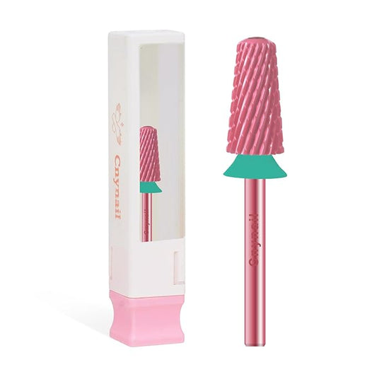3/32" Large Tapered Smooth Top Bit Tungsten Carbide Nail Drill Bit Safety Bit for Gel & Acrylic Removal, 2- Way Rotating Efile Tip, Salon Electric File Accessory (C Girt, Rose Red)