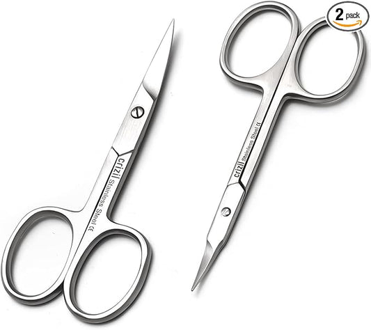 Nail Scissors for Women & Men – Stainless Steel, Curved Blade, Sharp Scissors for Toenails, Manicure, Pedicure, Cuticle For Home & Professional Use (Nail and Cuticle Scissors Pair)
