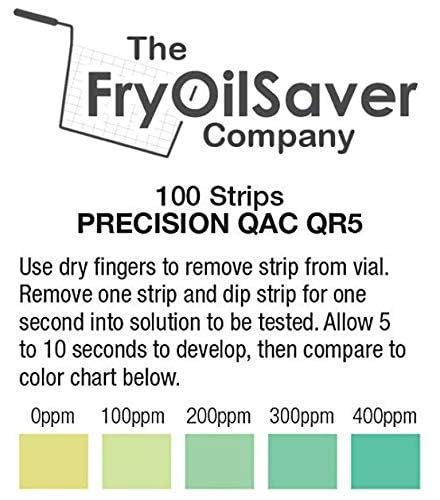 Restaurant Sanitizer Test Kit Combo, 10 x Vial of 100 Strips Each QR5 Quat Sanitizer 0-400PPM & Chlorine Test Strip 0-200PPM Testing Kit for Food Service, Bar & Restaurants Supplies by FryOilSaver Co.