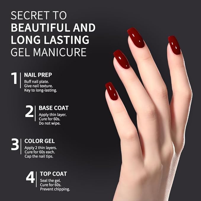JR 9pcs 15ml Deep Red Burgundy Gel Polish Set Crimson Soak Off Polish Dark Cherry Gel Polish For Nail Salon Gift Red