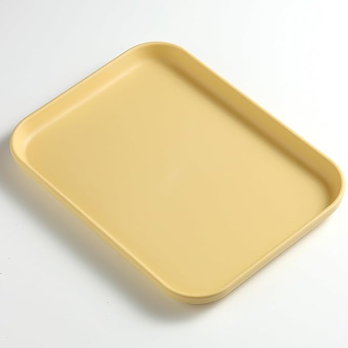 1 Pack Yellow Decorative Serving Tray, Large Manicure Tools Storage Dish, Perfume Jewelry Dinner Placing Plate for Bedroom Kitchen Salon Supplies