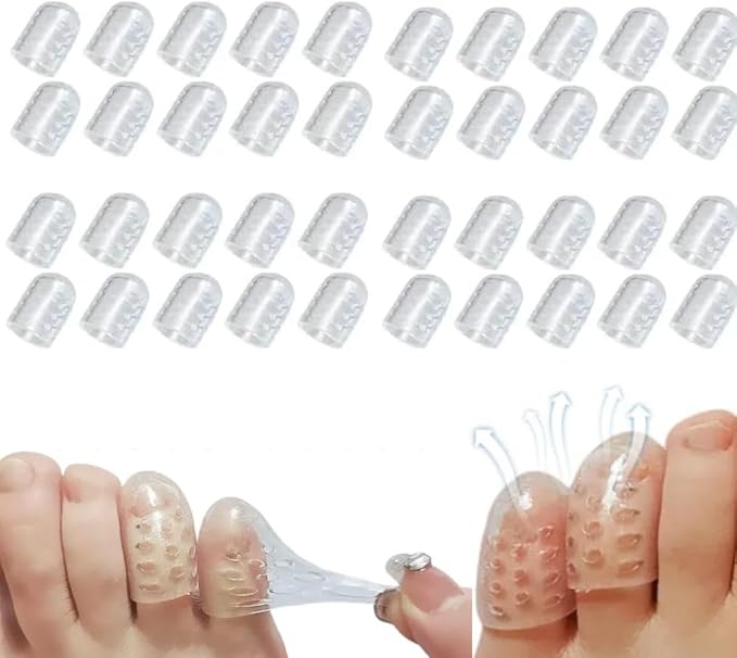 Silicone Anti-Friction Toe Protector, Gel Toe Protectors Breathable Toe Covers, Silicone Little Toe Sleeves Gel Toe Protectors Women with Airflow Orifice Breathable Toe Separators (40pcs)