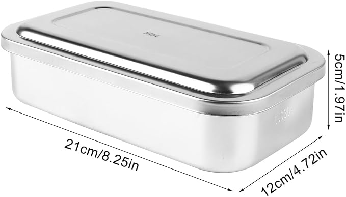 Baluue Stainless Steel Instruments Trays Organizer Holder with Lid Plate Trays Boxs, Sterilized Metal Box Organizer for Medical Lab Instrument Supplies 8 Inch
