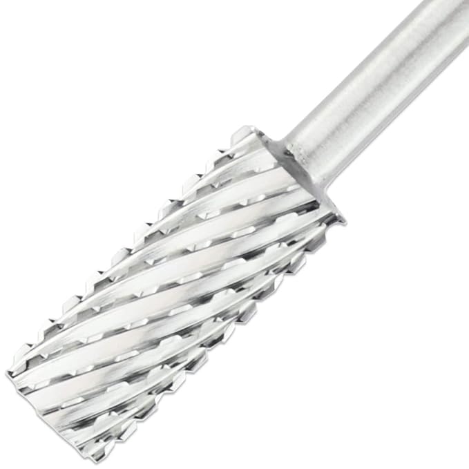 PANA Nail Carbide Cylinder Bit - Two Way Rotate use for Both Left and Right Handed - Fast remove Acrylic or Hard Gel - 3/32" Shank - Manicure, Nail Art, Drill Machine (2X Coarse, Silver)