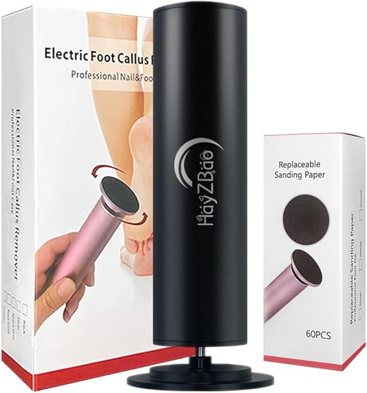 Electric Foot File - Electric Callus Remover for Feet,Adjustable Speed Foot Scrubber with 60 Pcs Sandpaper Discs,Professional Pedicure Tool for Dead Skin and Calluses - Black