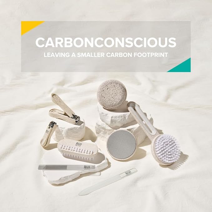 Rui Smiths CarbonConscious Glass Nail File & Nano Glass Buffer Set for Shiny Manicure Grooming - Reusable, Comes with Protective Cases