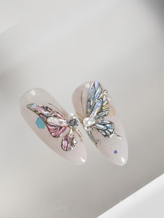 Tokyo Butterfly Nail Stickers 5D Embossed – Premium Salon-Quality Nail Charm Accessories, Easy Application & Self-Adhesive Golden Retro Decal for DIY Manicure, Nail Art, Press on, Home or Salon Use