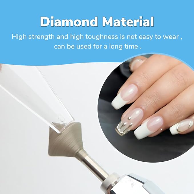 QUNZHAO 2Pcs Diamond Nail Drill Bits French Manicure Emery tool,Drill Machine Accessories Remove Nail Art Design Manicure（01 set)