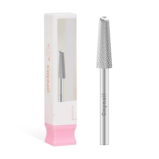 Cnynail 3/32" 4.0MM Small Cone Clean Medium Grit Carbide Cuticle Cleaner Bit for Electric Nail Drills – Professional Manicure Tool for Nail Salons and Home Use (XF Grit. Silver)