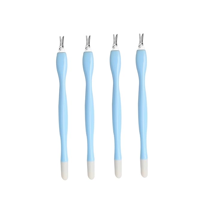 4 Pcs Cuticle Trimmer Pusher Remover, Rubber Tip Gentle on Nail Bed, Stainless Steel Cuticle Remover, Manicure Tool for Fingernails