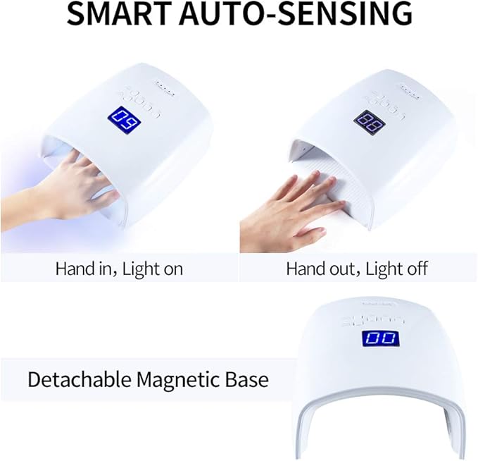 Rechargeable UV LED Nail Lamp, Professional Cordless UV Light for Nails Nail Lamp Machine with Automatic Sensor, 5 Timer Setting Fast Nail Light Curing Lamp for Salon & Home