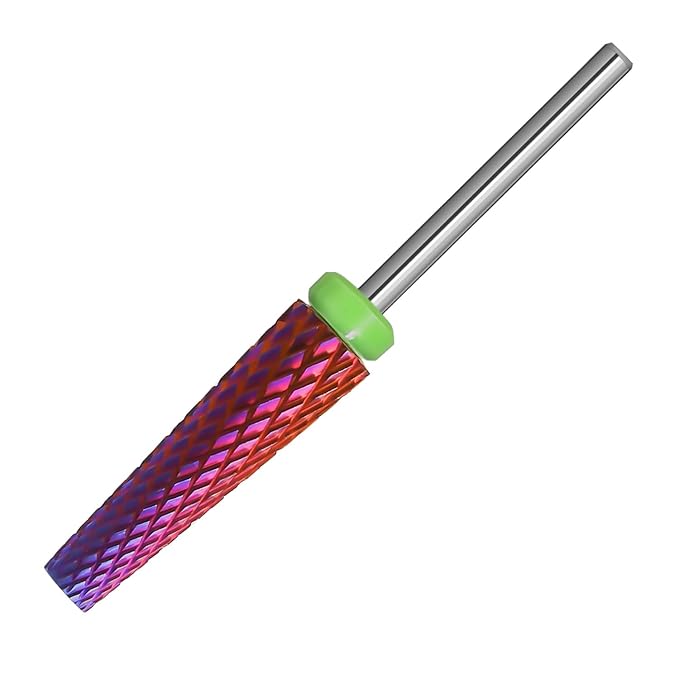 Super Long 5 in 1 Nail Drill Bits,Two Way Rotary Nail Cleaner Carbide Tungsten Nail Bits, Suitable for Manicure Pedicure Cuticle Gel Polishing Acrylic Hard Gels (Purple, Coarse-C)