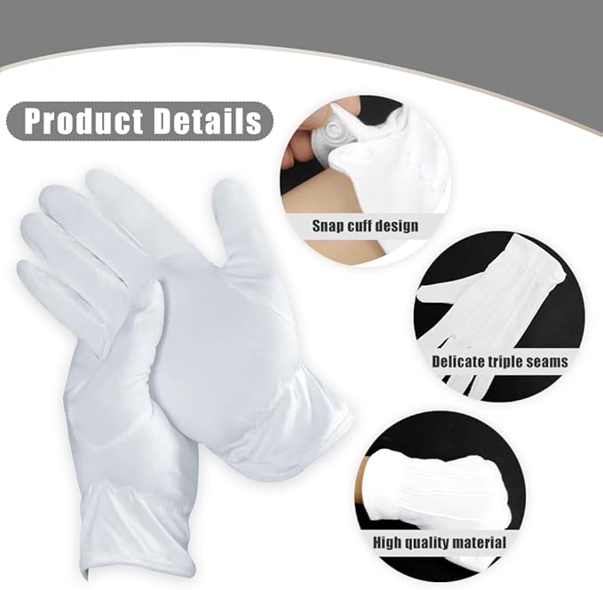 White Gloves Cotton,Costume Gloves,Cotton Gloves for Women,White Santa Gloves,Moisturizing Gloves,Lotion Gloves,Cotton Gloves for Dry Hands,Art Glove,Mens White Gloves,Halloween Gloves