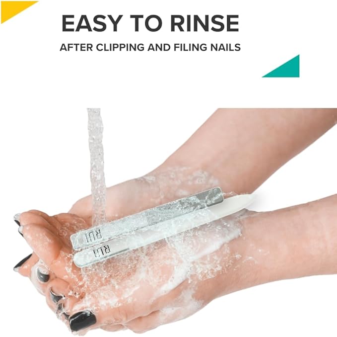 Rui Smiths CarbonConscious Glass Nail File & Nano Glass Buffer Set for Shiny Manicure Grooming - Reusable, Comes with Protective Cases