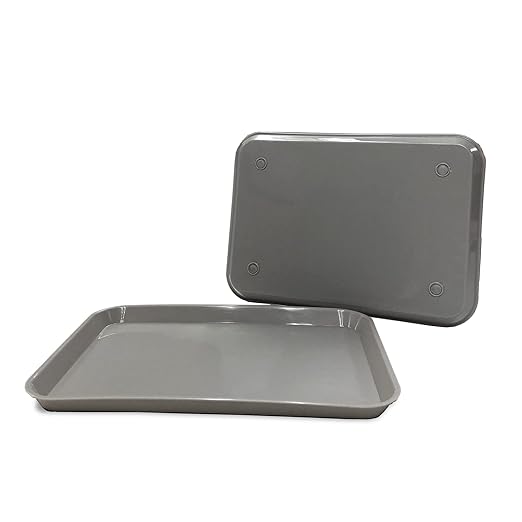 12 Gray Dental Autoclavable Plastic Instrument Set Up Flat Trays (13.25 Inches x 9.75 Inches, Size B) by PlastCare USA