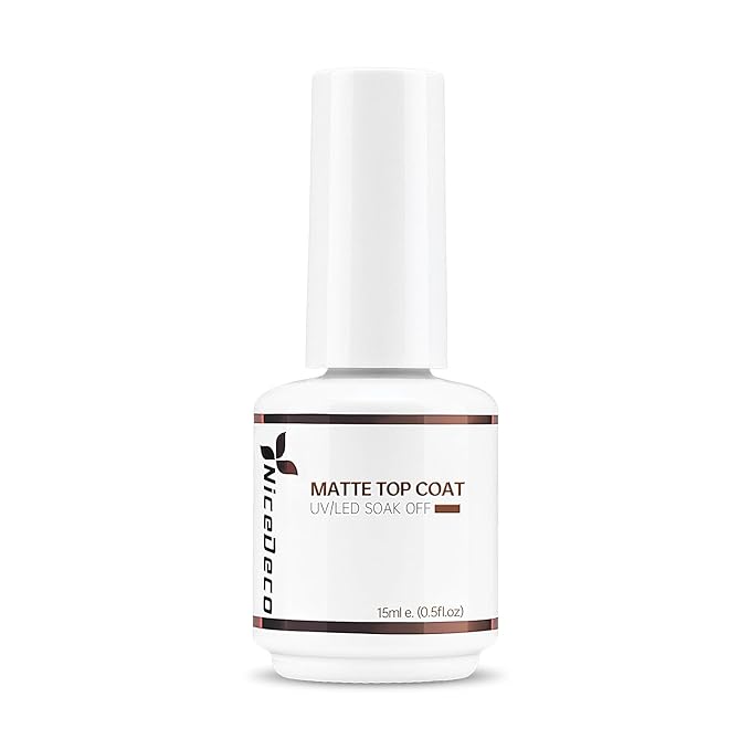 Nicedeco Hema Free Gel No Wipe Matte Top Coat 15ml Soak Off Cruelty Free Vegan Matte Finish Long Lasting Gel Nail Polish for DIY Home Nail Salon