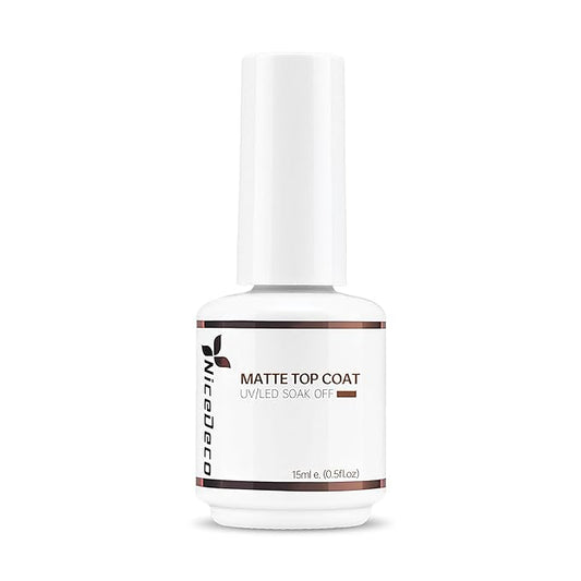 Nicedeco Hema Free Gel No Wipe Matte Top Coat 15ml Soak Off Cruelty Free Vegan Matte Finish Long Lasting Gel Nail Polish for DIY Home Nail Salon