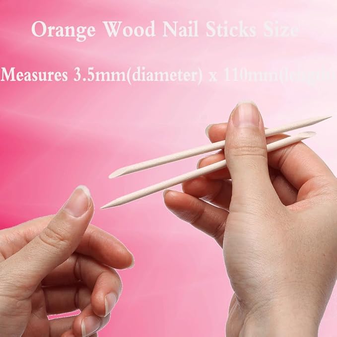 600 Pcs Orange Sticks for Nails - Borogo Orange Wooden Nail Sticks Double Sided Multi Functional Cuticle Pusher Remover Manicure Pedicure Tool