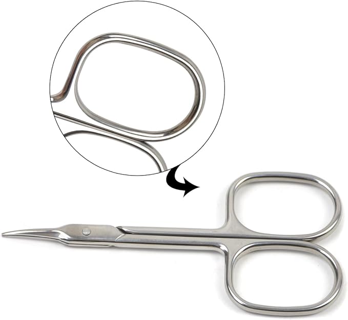 Cuticle Scissors Nail Scissors Multi-purpose Beauty Scissors for Eyebrow Eyelash Trim Nail and Dry Skin (Curved Tip)