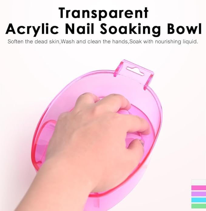 Nail Spa Soak Bowl Gel Polishing Remover Manicure Soaking Bowl Clear Acrylic Nail Soak Bowl Warm Water Bowl Hand Bowl With Handle Hand Care Tools, Rose Red