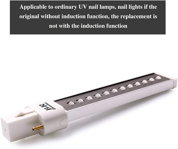 BLUERISE Gel Nail Lamp 9w Uv Led Light 4 Pcs 365 + 405nm Double Light Source Lamp Bulb 10000 Hours Led Replacement Tube for Professional Nail Salon Tools Studio Or Home Use