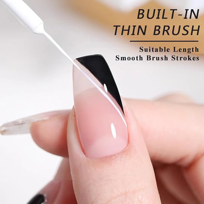 Painting Nail Gel Liner Polish Set, 2pcs 8ml Black White Glossy Painting Drawing Line Swirl French Nail Design DIY Manicure Soak Off UV Curing with Thin Nail Art Brush