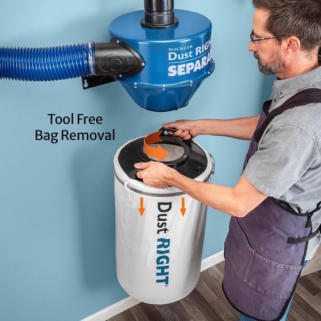 4" Wall-Mount Cyclone Dust Separator - Space-Spacing Cyclone Dust Collectors for Woodworking - Two-stage System Sawdust Collector for Airflow - Easy-to-Assemble Dust Collection Fittings