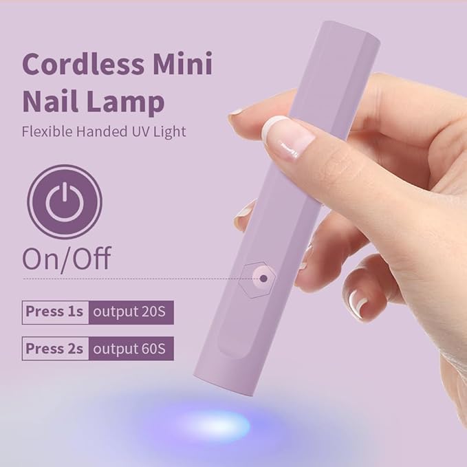 Mini UV Light for Gel Nails, Small Nail Cure Light, Flash Cure Lamp for Gel Nails, LED Nail Lamp for Gel Polish, Manicure USB Nail Dryer for Fast Curing at Salon Home DIY Frosted Purple