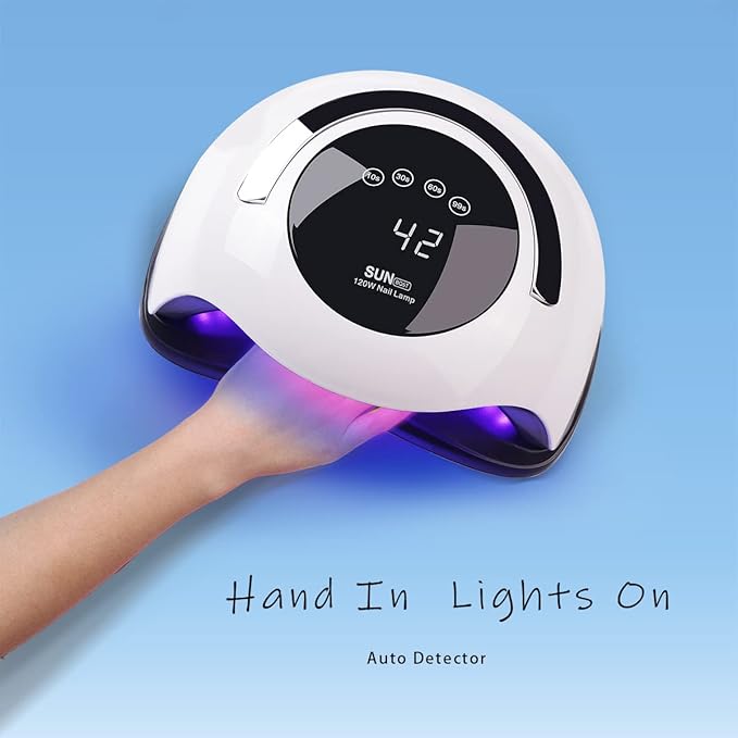 W&H UV LED Curing Lamp, 120W Faster Gel Nail Dryer Professional Nail Dryer Machine with 4 Timer Settings Touch Screen (Sun BQ5T) (White)