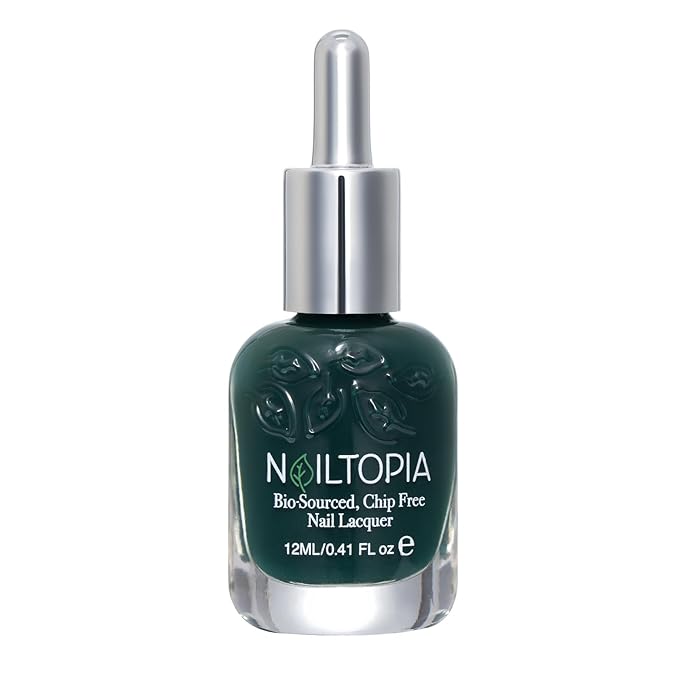 Nailtopia - Plant-Based Chip Free Nail Lacquer - Non Toxic, Bio-Sourced, Long-Lasting, Strengthening Polish - Forest Hills (Emerald Green) - 0.41oz