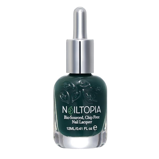 Nailtopia - Plant-Based Chip Free Nail Lacquer - Non Toxic, Bio-Sourced, Long-Lasting, Strengthening Polish - Forest Hills (Emerald Green) - 0.41oz