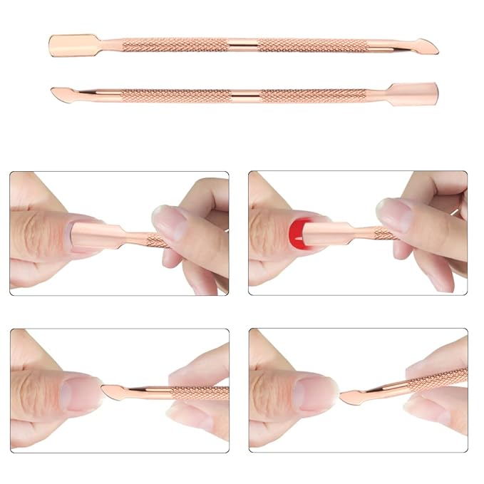 8Pieces Cuticle Trimmer Cuticle Nipper Cuticle Remover Cuticle Cutter with Cuticle Pusher Stainless Steel Cuticle Cutter Clipper Nail Tools for Fingernails and Toenails (Rose Gold)