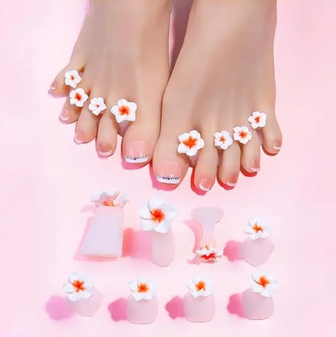 16pcs Flower Toe Separator, Toe Nail Separators, Toes Dividers Pedicures Nail Art Tools(8pcs White Flower+8pcs Purple Flower)