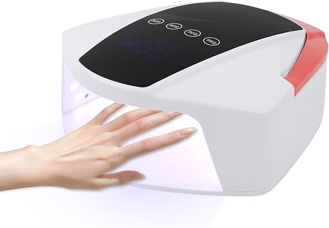 Cordless Nail Lamp with 4 Timers & Portable Handle LCD Display Professional Quick Dry Gel Polish Curing Lamp 96W Rechargeable Light Cures All Gels 48 Beads for Salon, Home