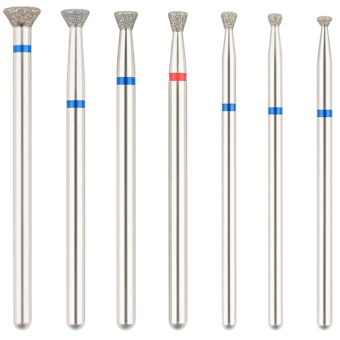 Nail Drill Bit Set Nails: Tensso 7pcs Russian Manicure Bits Small Tapered Flat Head Professional Cuticle Cleaning Nail Prep Edge Overflow Gel Remover Polishing Tools