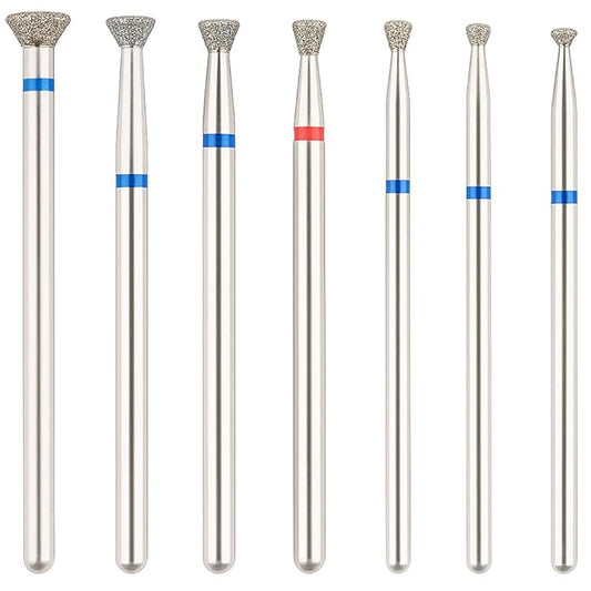 Nail Drill Bit Set Nails: Tensso 7pcs Russian Manicure Bits Small Tapered Flat Head Professional Cuticle Cleaning Nail Prep Edge Overflow Gel Remover Polishing Tools