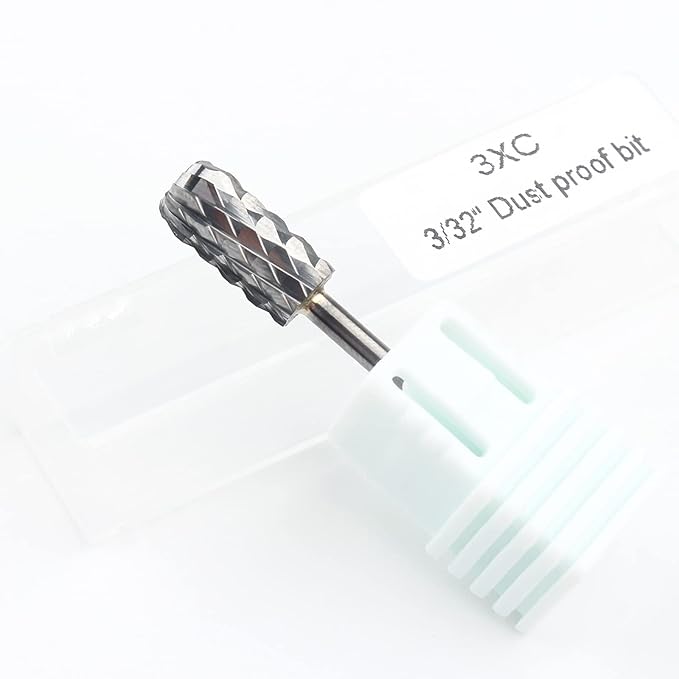 QUNZHAO Nail Drill Bits Dust Droof Bit Tungsten Steel Fast Remove Acrylic or Hard Gel 3/32" Shank - Manicure, Nail Art, Drill Machine Accessories (3X Extra coarse-3XC, Silver)